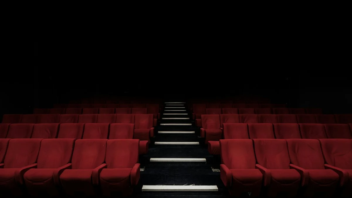 High-end home cinema theater with surround sound speakers and 4K live football streaming with an IPTV subscription